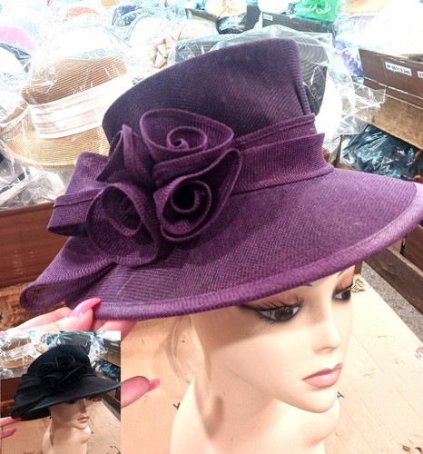 Wide brim sinamay brooch bow - wide,